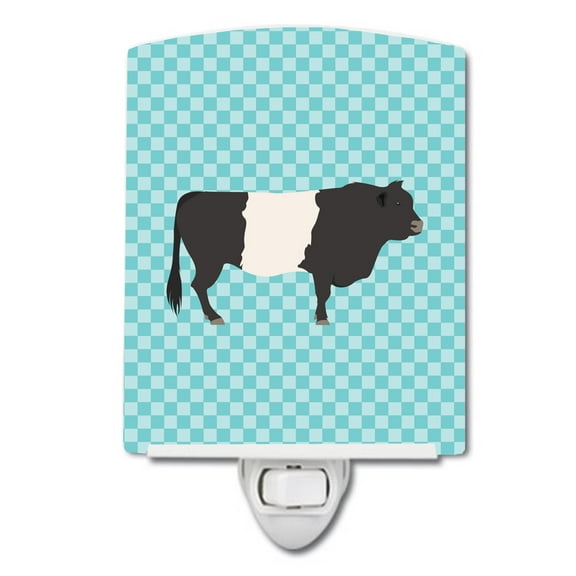 Belted Galloway Cow Blue Check Ceramic Night Light