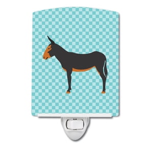 Caroline's Treasures BB8029CNL Catalan Donkey Blue Check Ceramic Night Light, 6x4x3", multicolor