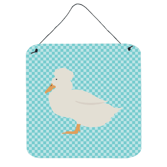 Caroline's Treasures BB8031DS66 Crested Duck Blue Check Wall or Door Hanging Prints, 6x6, multicolor