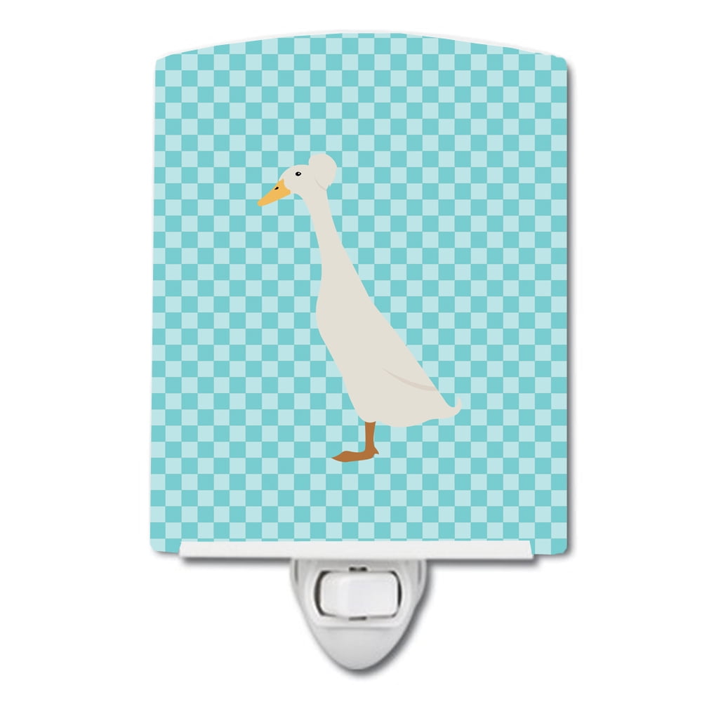 Caroline's Treasures BB8033CNL Bali Duck Blue Check Ceramic Night Light, 6x4x3", multicolor