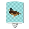 thumbnail image 1 of Caroline's Treasures BB8041CNL Silver Bantam Duck Blue Check Ceramic Night Light, 6x4x3", multicolor, 1 of 2