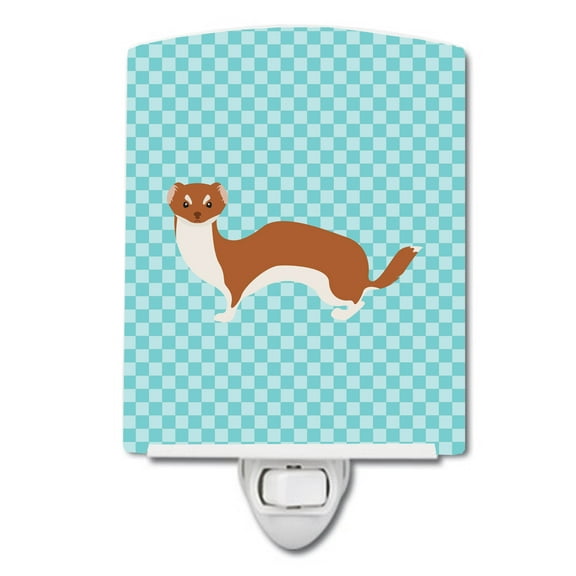 Caroline's Treasures BB8044CNL Weasel Blue Check Ceramic Night Light, 6x4x3", multicolor
