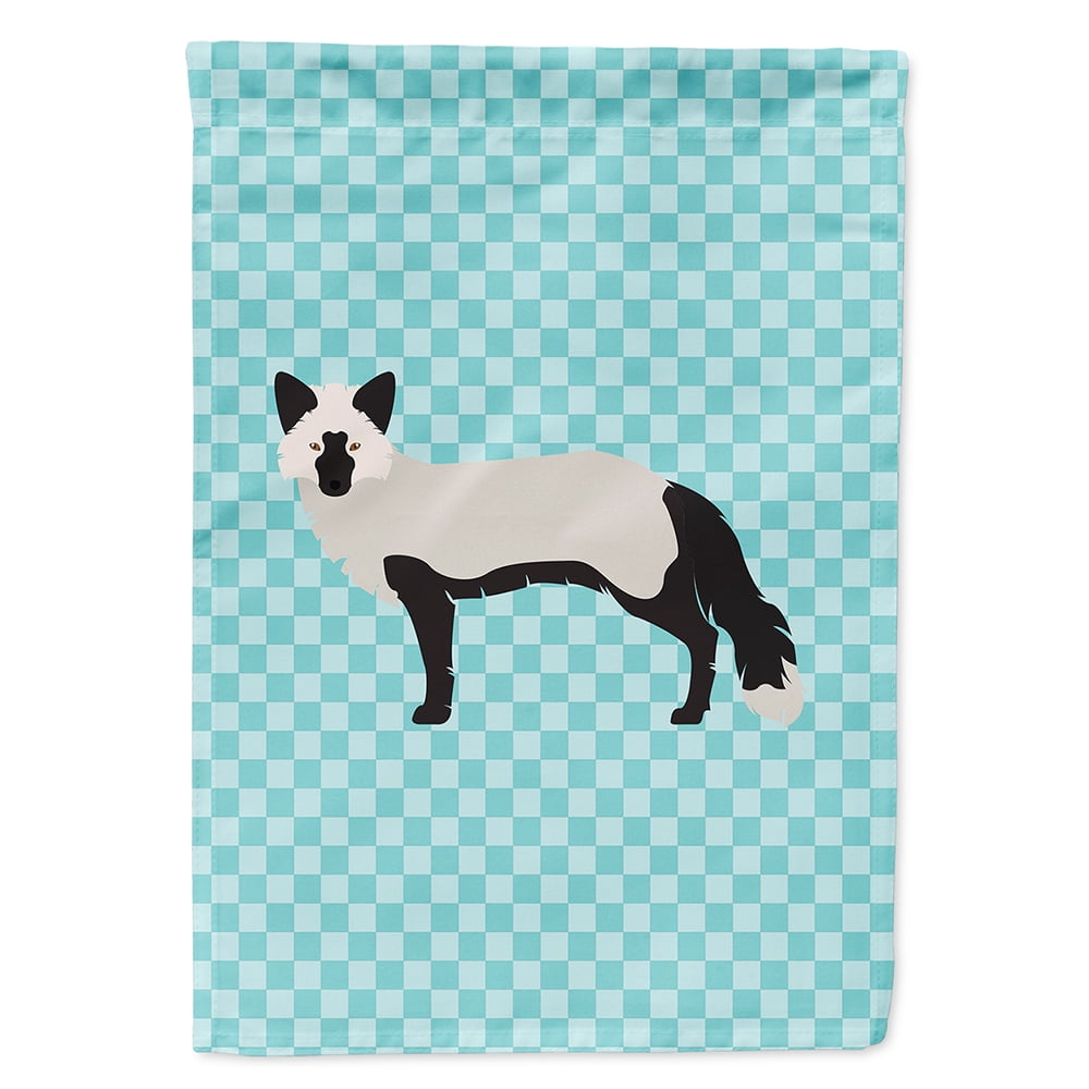 Caroline's Treasures BB8045CHF Silver Fox Blue Check Flag Canvas House Size , Large, multicolor