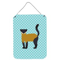 Caroline's Treasures BB8048DS1216 Yellow-Throated Marten Blue Check Wall or Door Hanging Prints, 12x16, multicolor