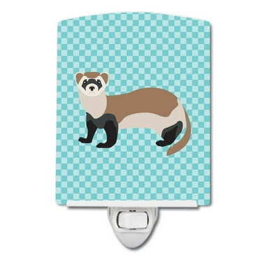 Caroline's Treasures BB8052CNL Ferret Blue Check Ceramic Night Light, 6x4x3", multicolor
