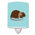 thumbnail image 1 of Coypu Nutria River Rat Blue Check Ceramic Night Light, 1 of 2