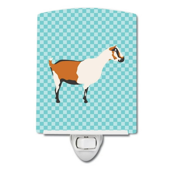 Caroline's Treasures BB8054CNL Alpine Goat Blue Check Ceramic Night Light, 6x4x3", multicolor