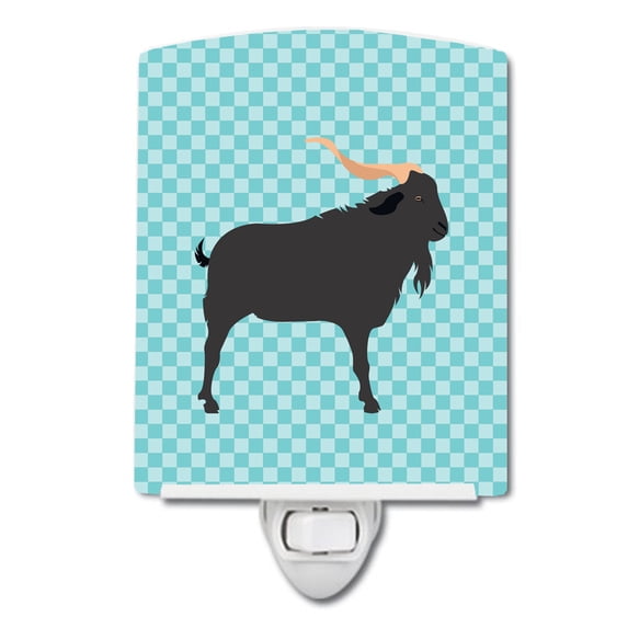 Caroline's Treasures BB8056CNL Verata Goat Blue Check Ceramic Night Light, 6x4x3", multicolor