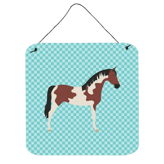Caroline's Treasures BB8081DS66 Pinto Horse Blue Check Wall or Door Hanging Prints, 6x6, multicolor