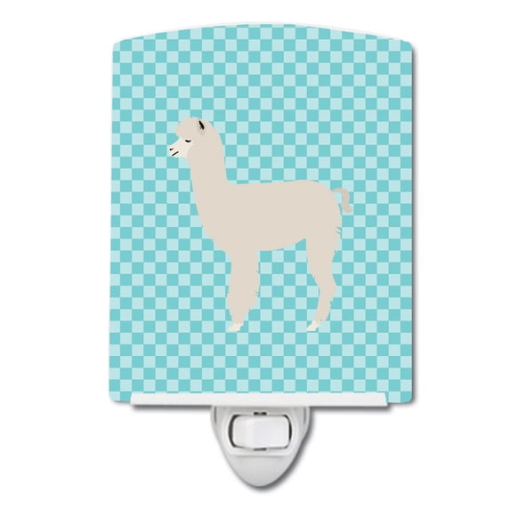 Caroline's Treasures BB8093CNL Alpaca Blue Check Ceramic Night Light, 6x4x3", multicolor