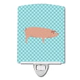 thumbnail image 1 of Caroline's Treasures BB8106CNL Landrace Pig Blue Check Ceramic Night Light, 6x4x3", multicolor, 1 of 2