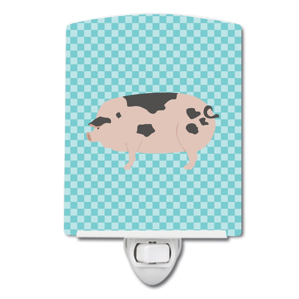 Gloucester Old Spot Pig Blue Check Ceramic Night Light