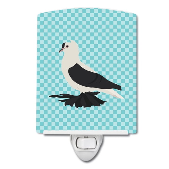 Caroline's Treasures BB8120CNL Saxon Fairy Swallow Pigeon Blue Check Ceramic Night Light, 6x4x3", multicolor