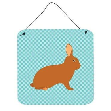 Carolines Treasures BB8143DS66 Rex Rabbit Blue Check Wall or Door Hanging Prints, 6 x 6 in.