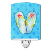 Caroline's Treasures BB8181CNL Flip Flops Blue Polkadot Ceramic Night Light, Blue, 6x4x3", multicolor
