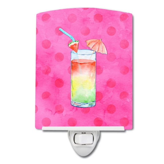 Umberella Cocktail Pink Polkadot Ceramic Night Light