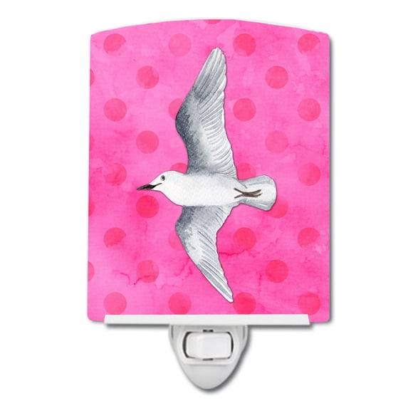 Caroline's Treasures BB8229CNL Sea Gull Pink Polkadot Ceramic Night Light, Pink, 6x4x3", multicolor