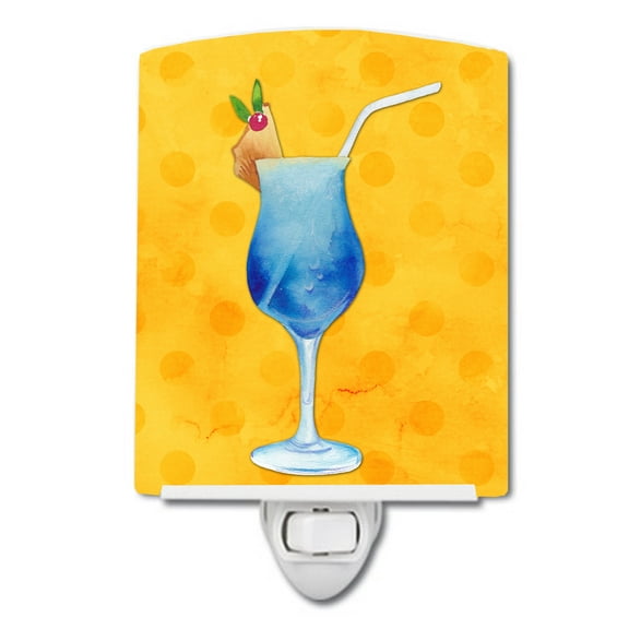 Caroline's Treasures BB8232CNL Summer Cocktail Yellow Polkadot Ceramic Night Light, 6x4x3", multicolor