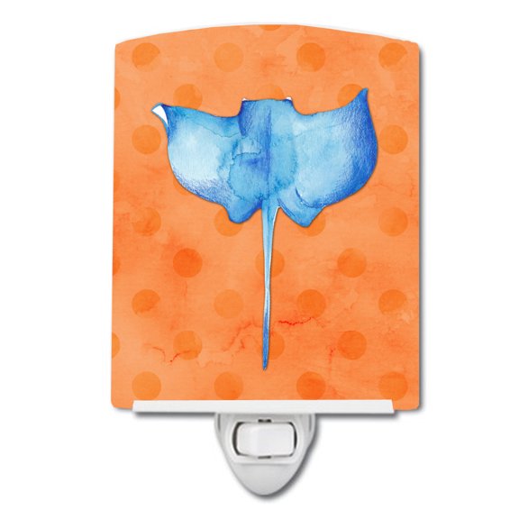 Caroline's Treasures BB8238CNL Sting Ray Orange Polkadot Ceramic Night Light, Orange, 6x4x3", multicolor