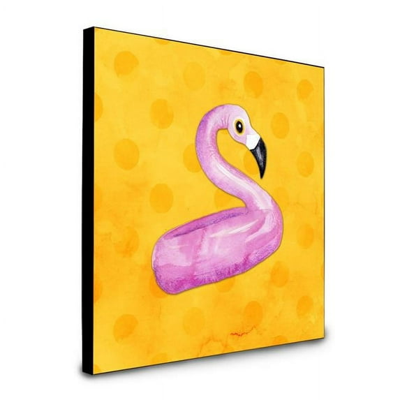 Caroline's Treasures BB8257UP88 Flamingo Floaty Yellow Polkadot Artwork Wall Panel, , multicolor