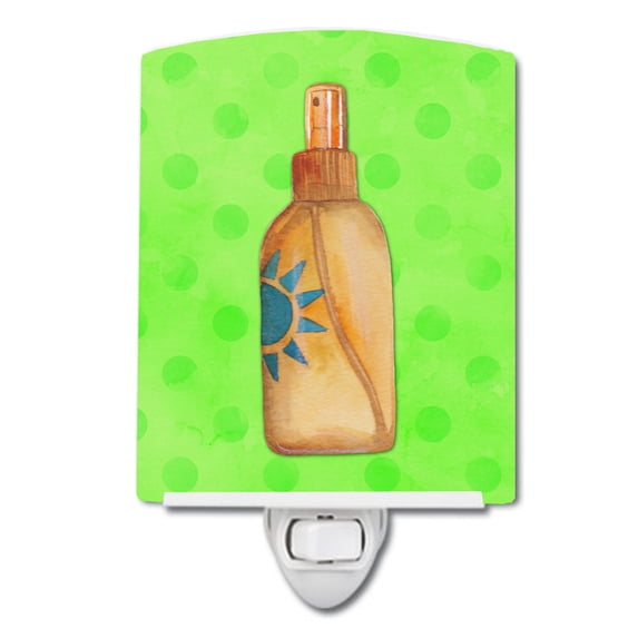Caroline's Treasures BB8260CNL Message in a Bottle Green Polkadot Ceramic Night Light, Green, 6x4x3", multicolor