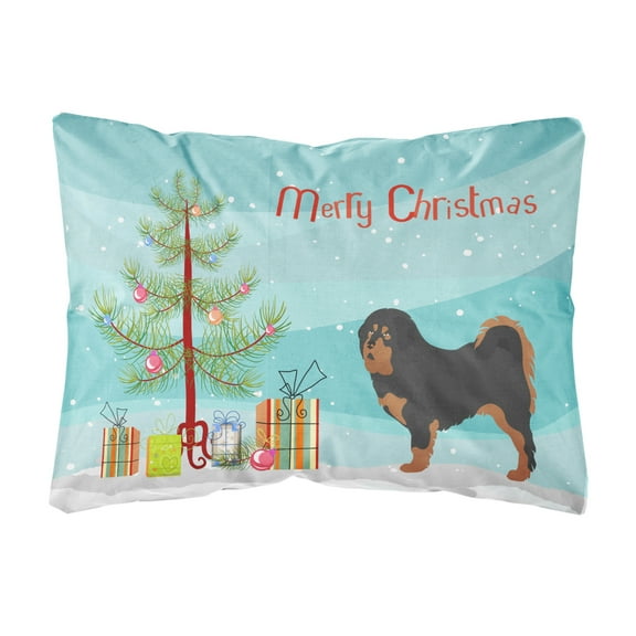 Caroline's Treasures BB8488PW1216 Tibetan Mastiff Christmas Canvas Fabric Decorative Pillow, 12H x16W, multicolor
