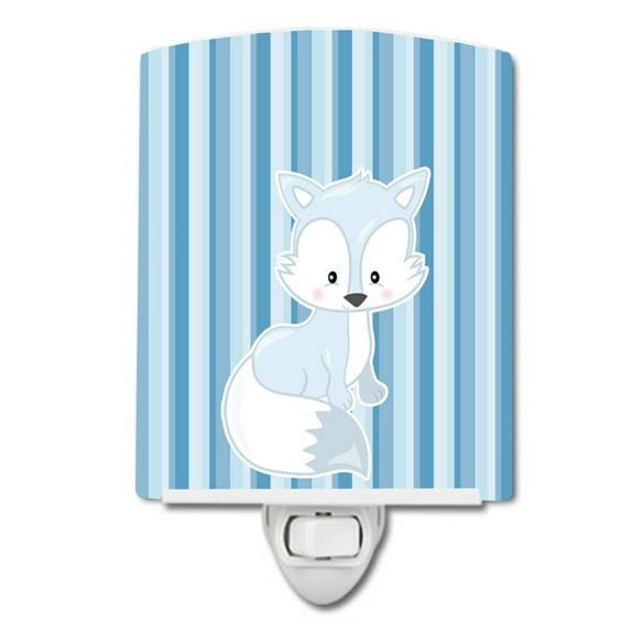 Caroline's Treasures BB8599CNL Fox on Blue Stripes Ceramic Night Light, 6x4x3", multicolor