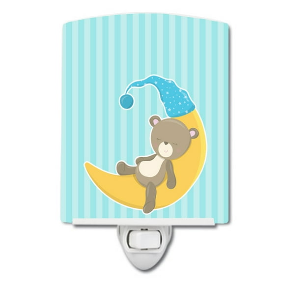 Caroline's Treasures BB8612CNL Baby Boy Bear on Moon Ceramic Night Light, 6x4x3", multicolor