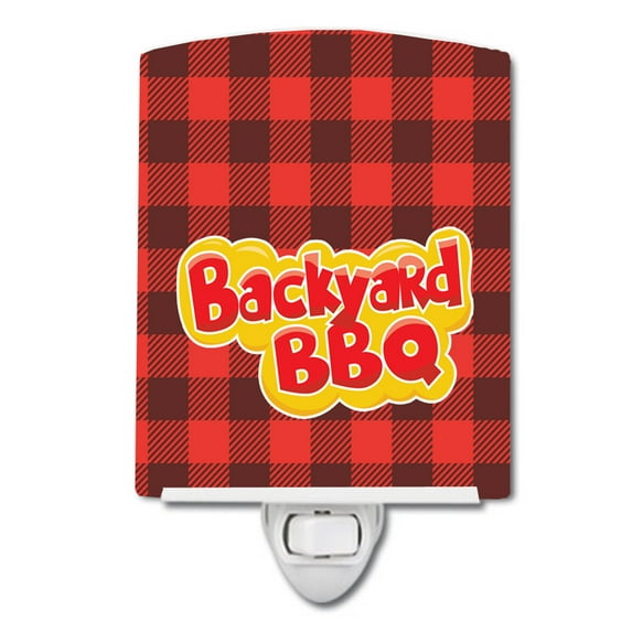 Caroline's Treasures BB8627CNL Backyard BBQ on Plaid Ceramic Night Light, 6x4x3", multicolor