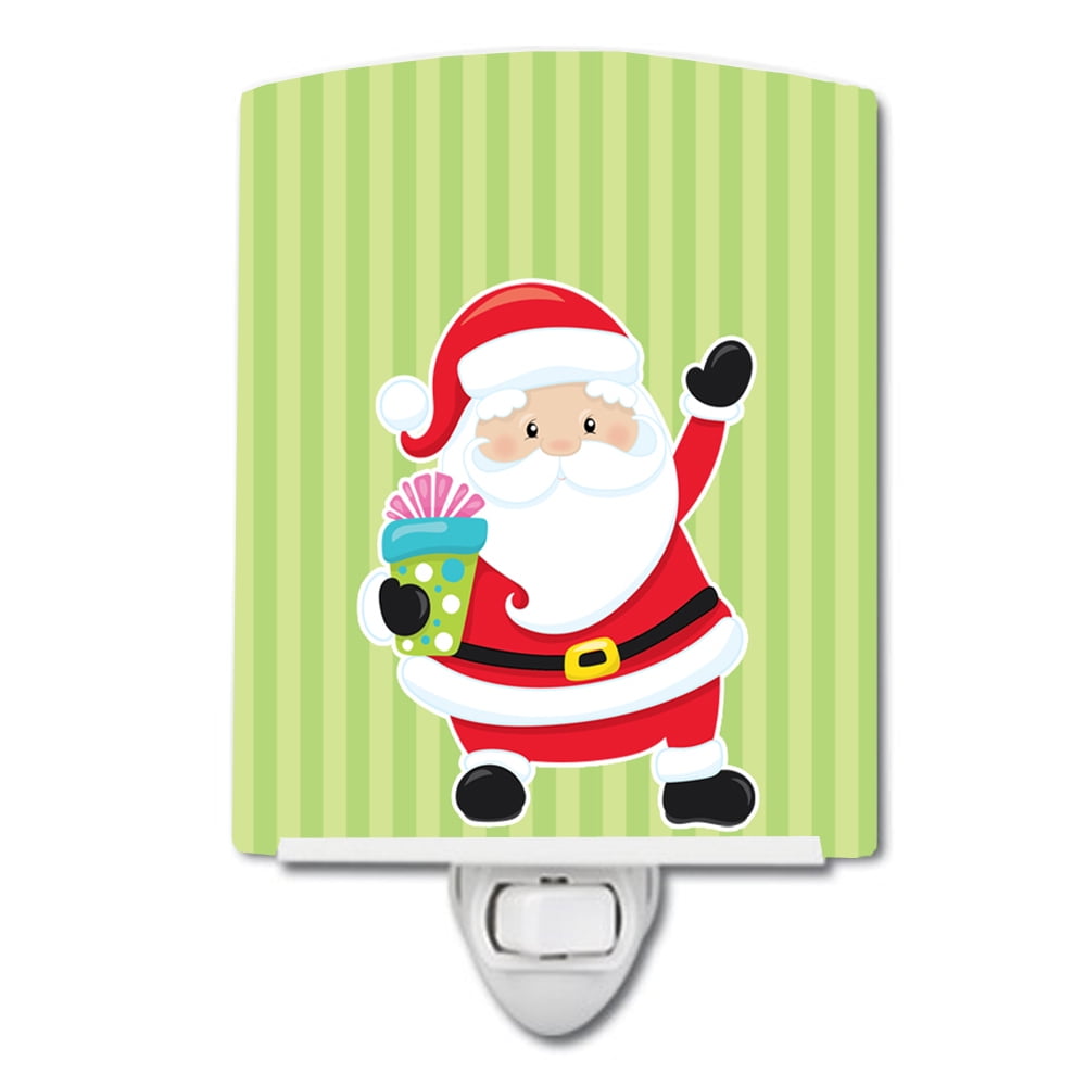 Caroline's Treasures BB8681CNL Christmas Santa Claus and Stripes Ceramic Night Light, 6x4x3", multicolor