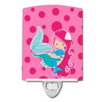 Caroline's Treasures BB8819CNL Beach Mermaid Pink Ceramic Night Light, 6x4x3", multicolor