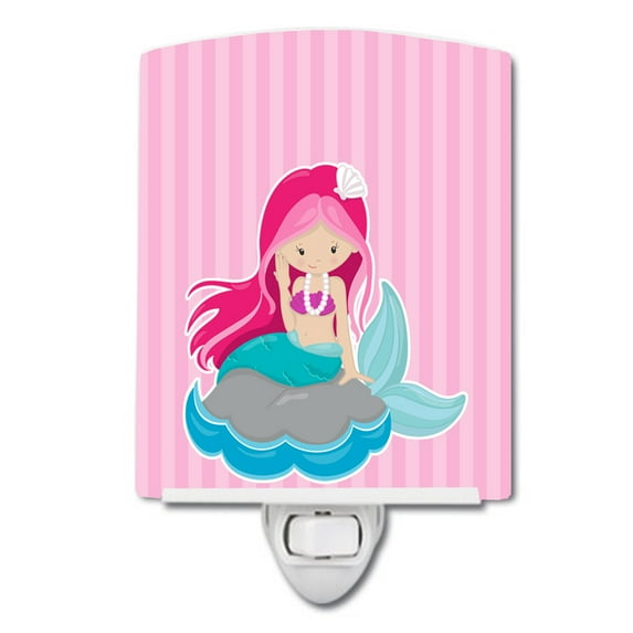 Caroline's Treasures BB8832CNL Beach Mermaid Pink Hair #3 Ceramic Night Light, 6x4x3", multicolor