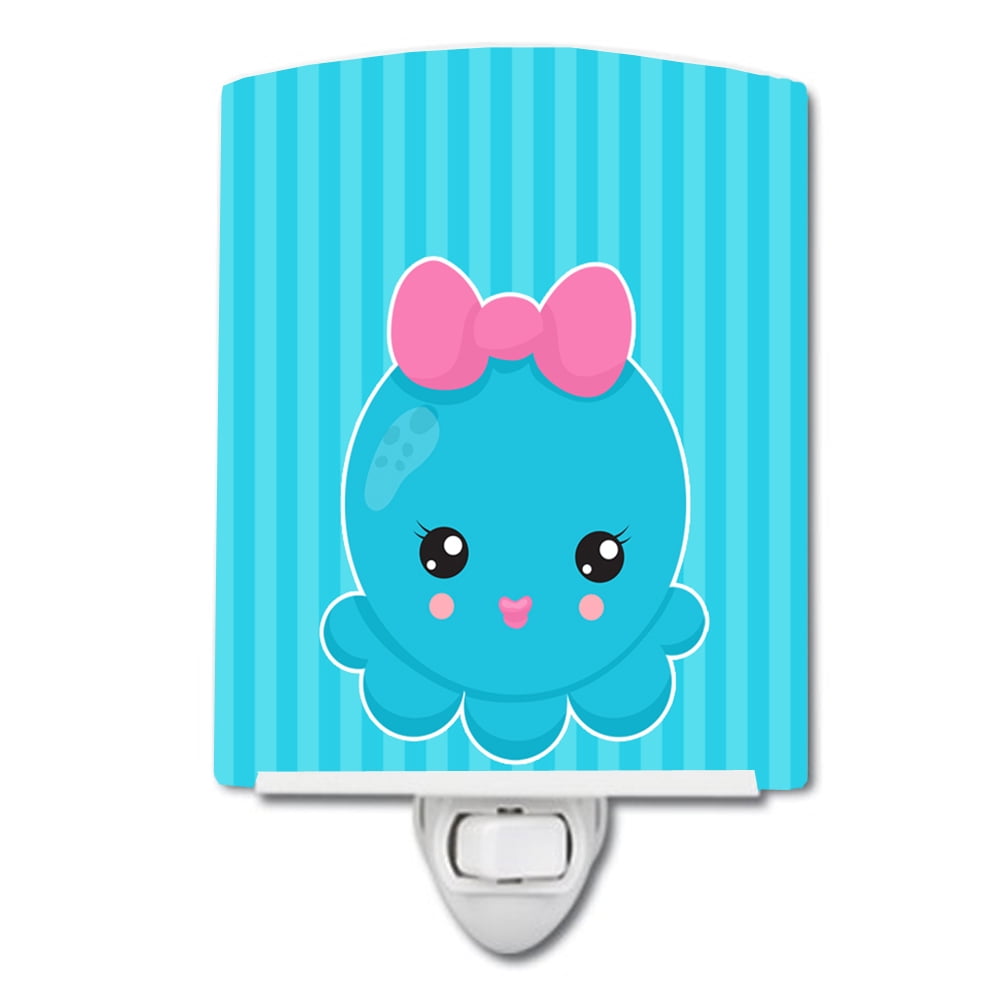 Caroline's Treasures Ocean Octopus Ceramic Night Light - UL Certified Blue Underwater Theme Nightlight