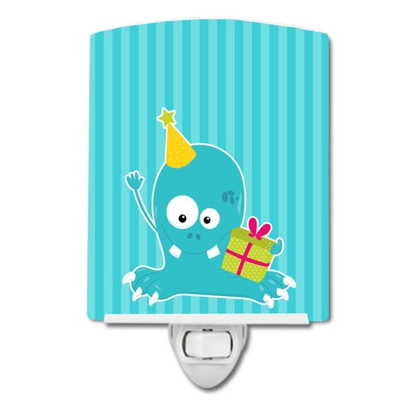 Caroline's Treasures BB8932CNL Birthday Monster Blue Ceramic Night Light Compact, UL-Certified, Ideal for Bedroom, Bathroom, Nursery, Hallway, Kitchen, 6x4x3, Multicolor A101