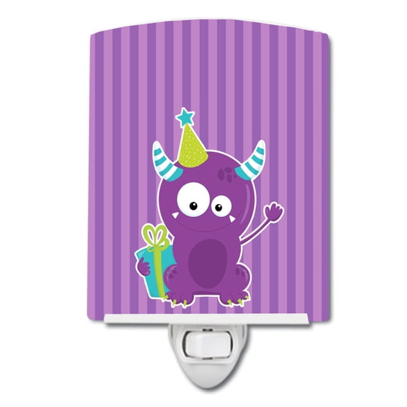 Caroline's Treasures BB8936CNL Birthday Monster Purple Ceramic Night Light, 6x4x3", multicolor