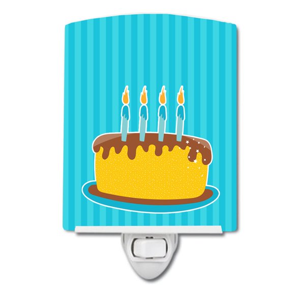 Caroline's Treasures BB8939CNL Birthday Cake Ceramic Night Light Compact, UL-Certified, Ideal for Bedroom, Bathroom, Nursery, Hallway, Kitchen, 6x4x3, Multicolor A101