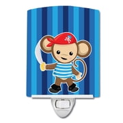 Caroline's Treasures BB8977CNL Pirate Monkey Blue #2 Ceramic Night Light, 6x4x3", multicolor