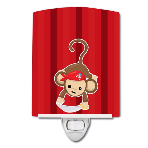 Caroline's Treasures BB8978CNL Pirate Monkey Red #3 Ceramic Night Light, 6x4x3", multicolor