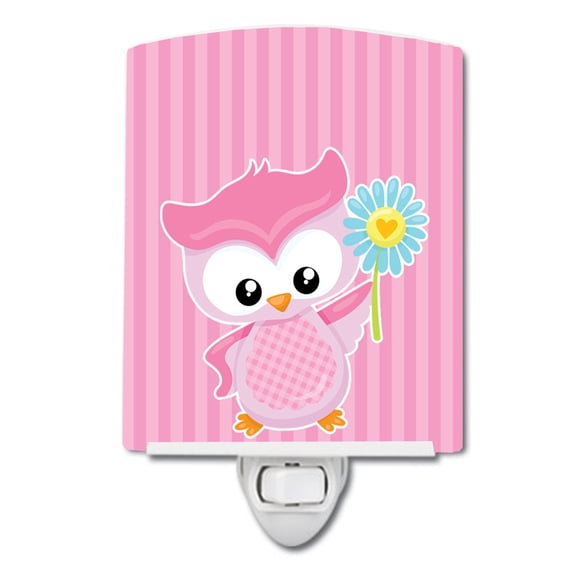 Caroline's Treasures BB9049CNL Girl Bird with Flower Pink Ceramic Night Light, 6x4x3", multicolor