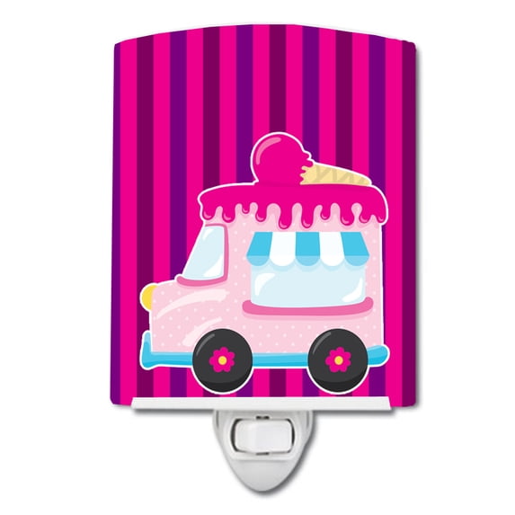 Caroline's Treasures BB9059CNL Ice Cream Truck Pink Ceramic Night Light, 6x4x3", multicolor
