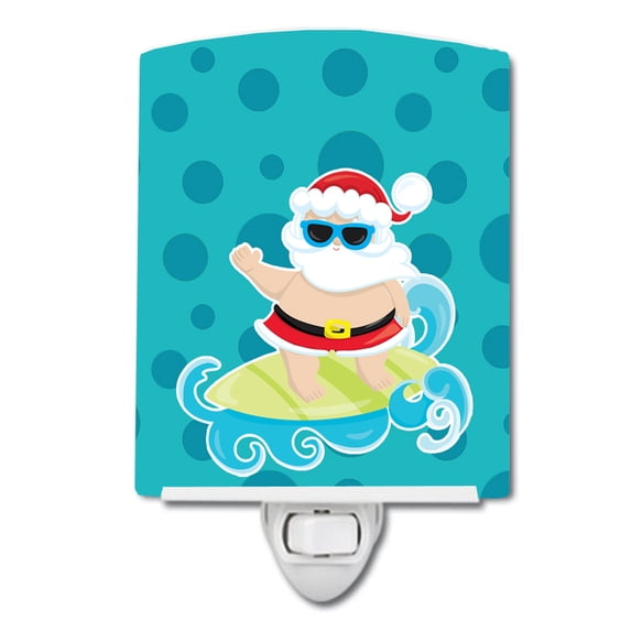 Caroline's Treasures BB9066CNL Beach Santa Claus Surfer #1 Ceramic Night Light, 6x4x3", multicolor