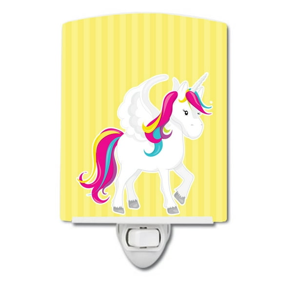 Caroline's Treasures BB9091CNL Unicorn Yellow Stripes #2 Ceramic Night Light, 6x4x3", multicolor