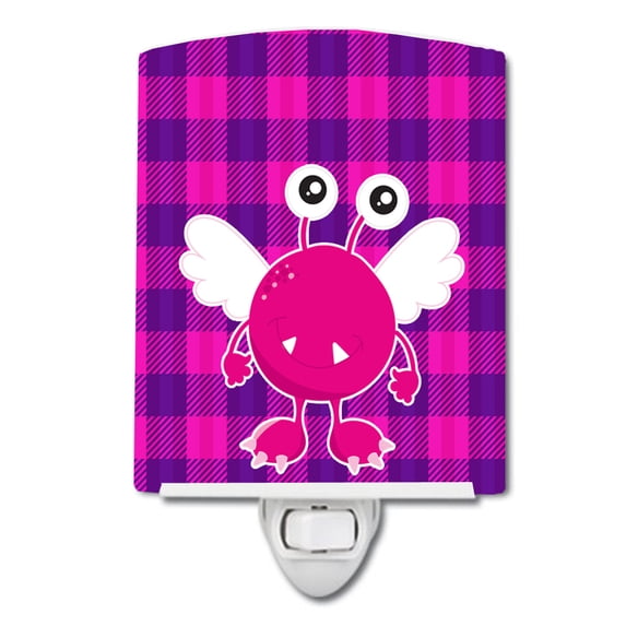 Caroline's Treasures BB9118CNL Monster Angel on Plaid Ceramic Night Light, 6x4x3", multicolor