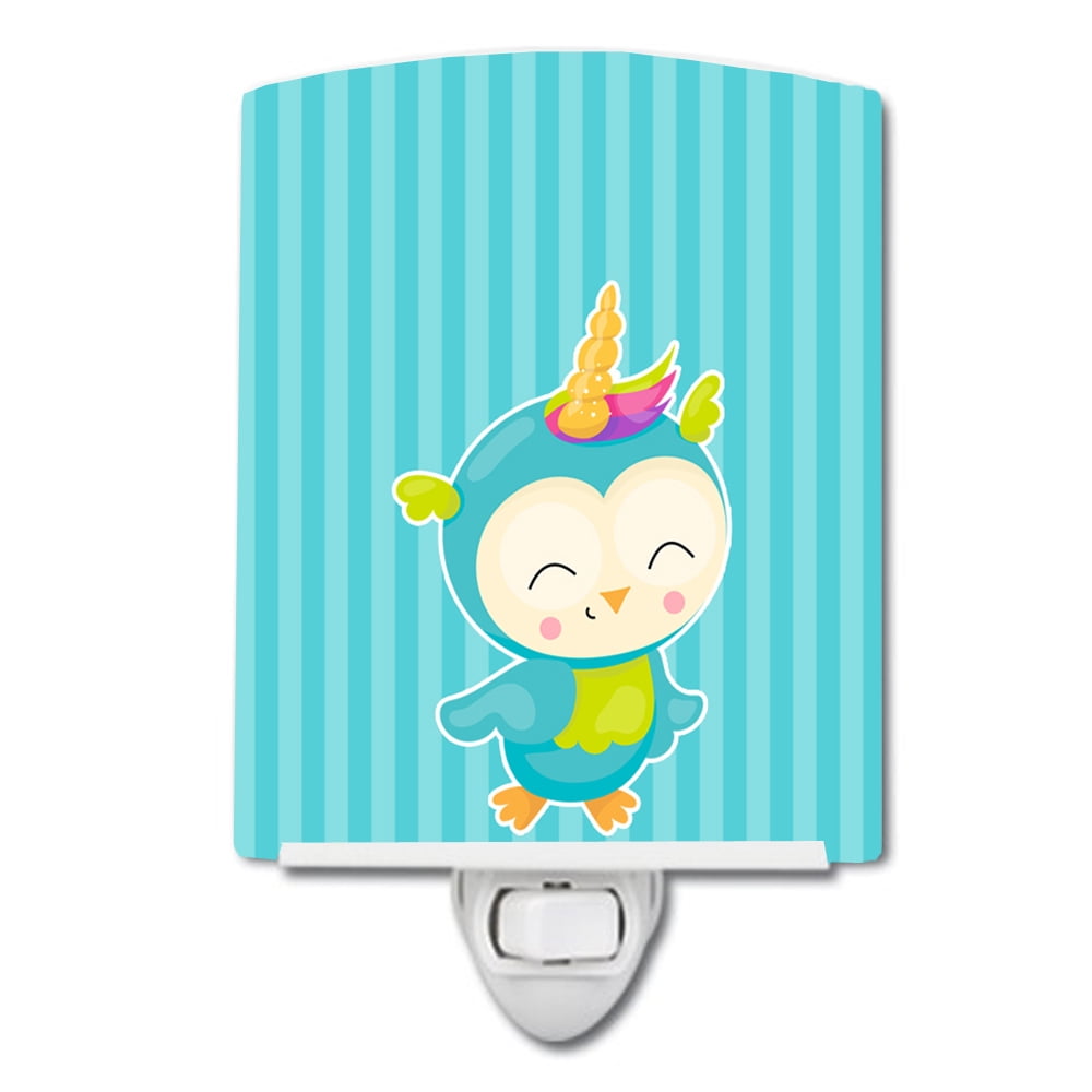 Caroline's Treasures BB9142CNL Bird Unicorn on Blue Stripes Ceramic Night Light, 6x4x3", multicolor
