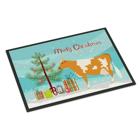 Caroline's Treasures BB9188MAT Guernsey Cow Christmas Door Mat, Indoor Rug or Outdoor Welcome Mat 18x27 Doormat , 27"L x