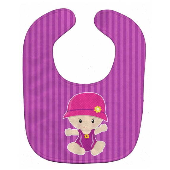 Caroline's Treasures Baby Bib, Beach Baby Girl, Purple Stripe