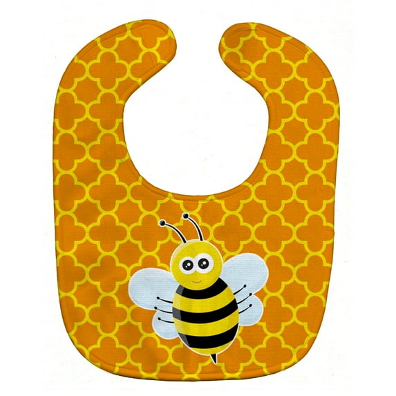 Caroline's Treasures Baby Bib, Bee on Quatrefoil, Orange