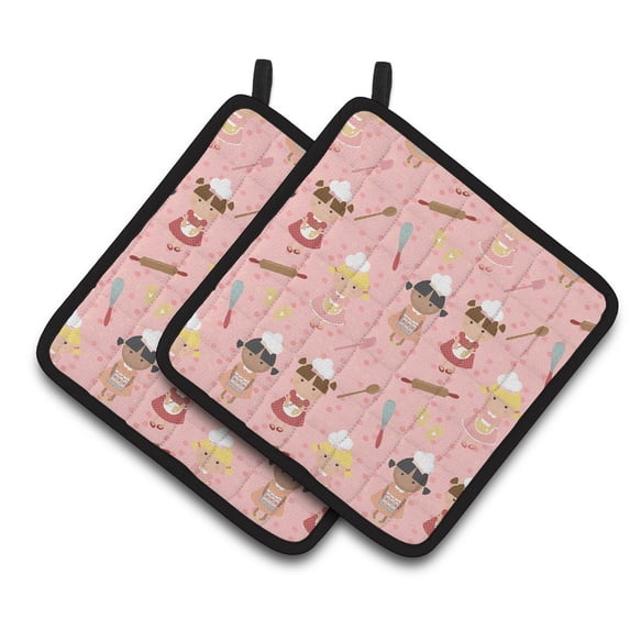 Caroline's Treasures Bakers Delight on Pink Pair of Pot Holders