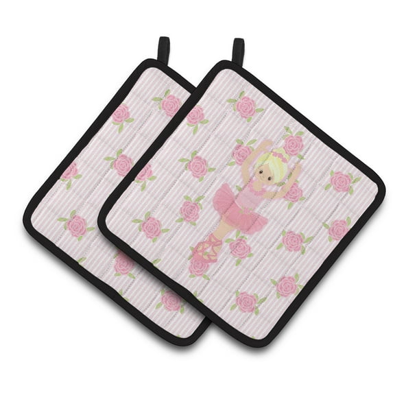 Ballerina Blonde Front Pose Pair of Pot Holders