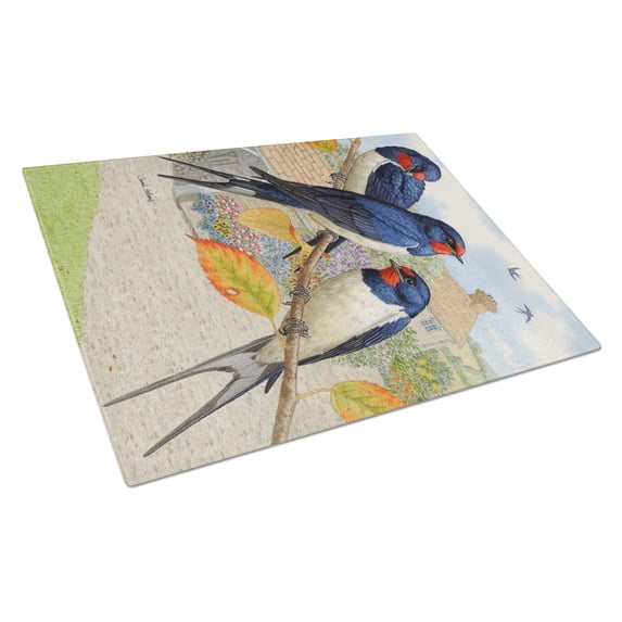 Caroline's Treasures Barn Swallows Glass Cutting Board Large